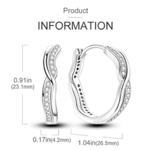 Twisted Silver Inlay Sterling Silver Hoop Earrings - Picture 3 of 4